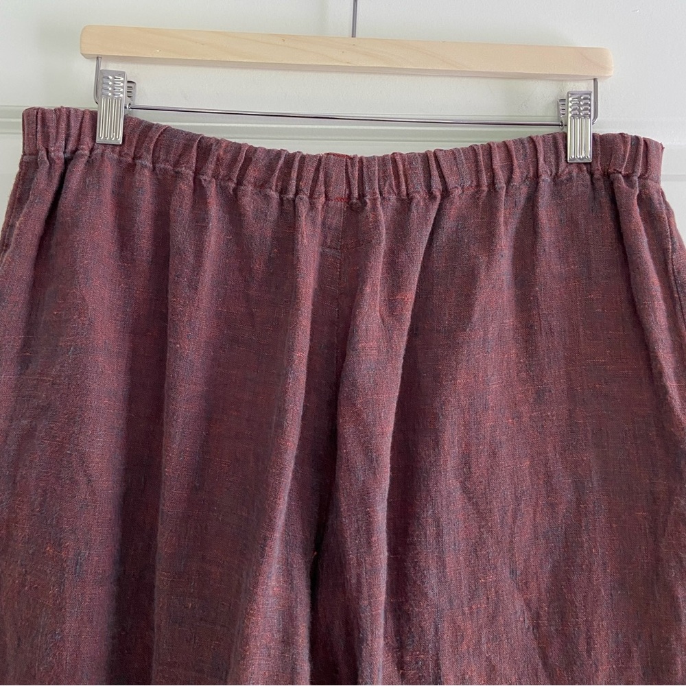 FLAX Linen Pants High Rise Wide Leg Cropped Texture Slub Lagenlook Coastal Sz S - Picture 10 of 14